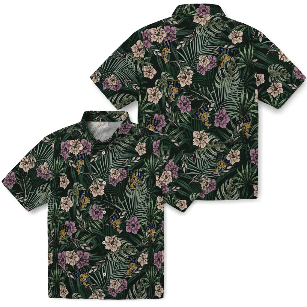 FIU Panthers Hawaiian Shirt - Hibiscus Leaves Pattern | Hula Hawaiian Shirts