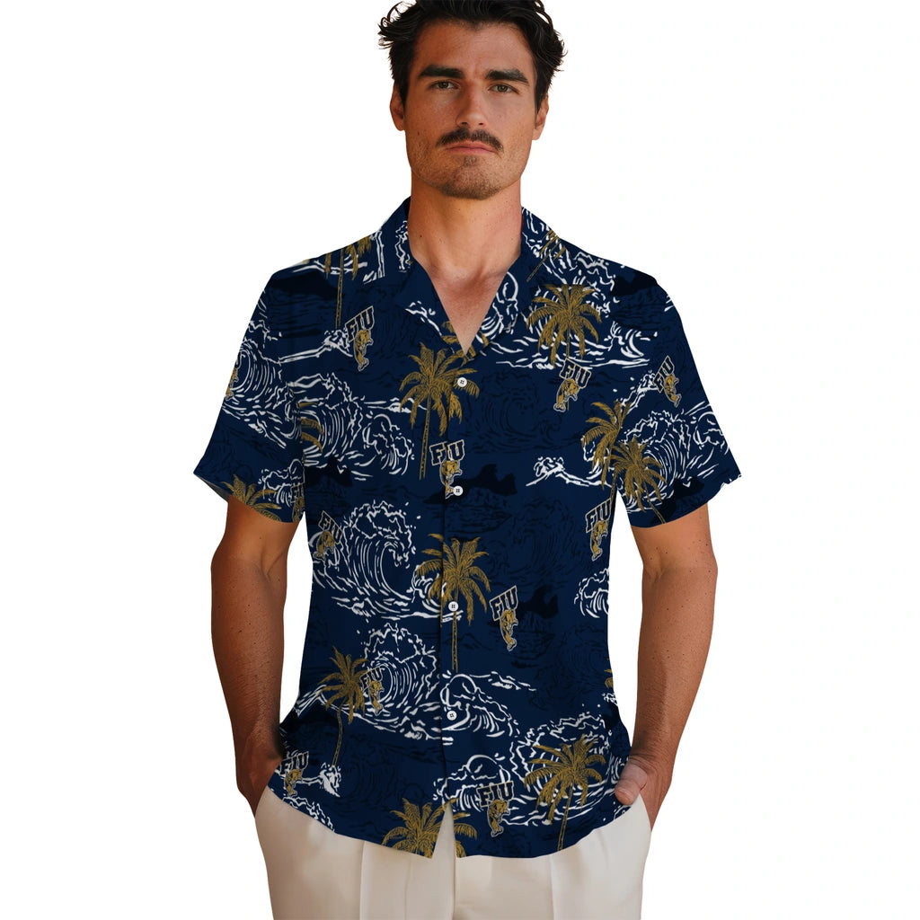 FIU Panthers Hawaiian Shirt - Wave Palm | Hula Hawaiian Shirts