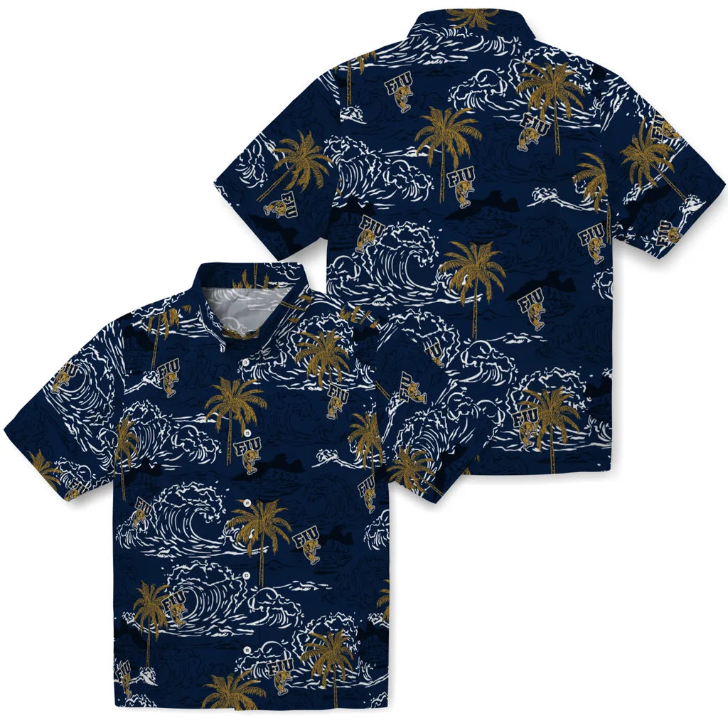 FIU Panthers Hawaiian Shirt - Wave Palm | Hula Hawaiian Shirts