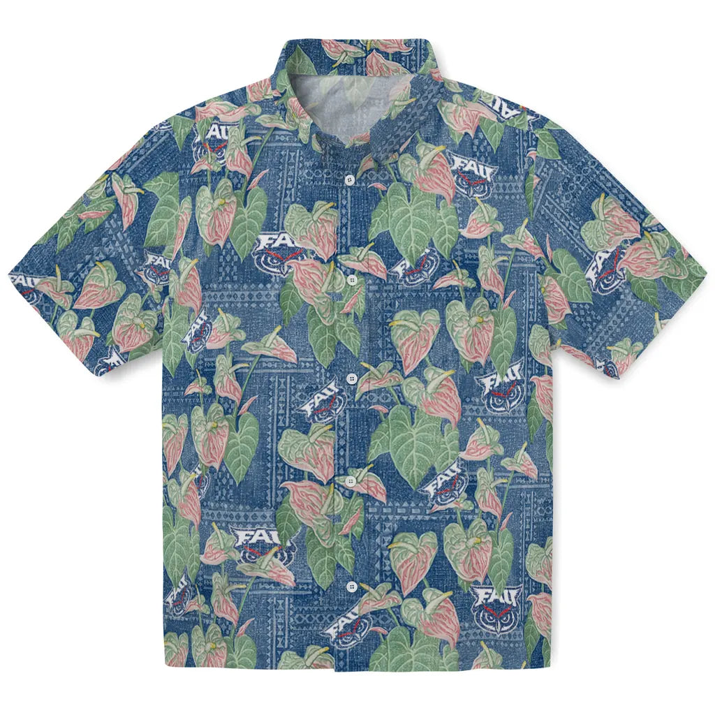 Florida Atlantic Owls Hawaiian Shirt - Anthurium Overlay | Hula Hawaiian Shirts