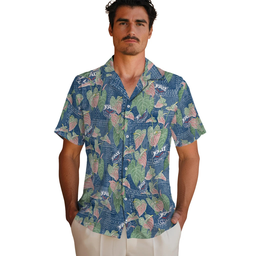 Florida Atlantic Owls Hawaiian Shirt - Anthurium Overlay | Hula Hawaiian Shirts