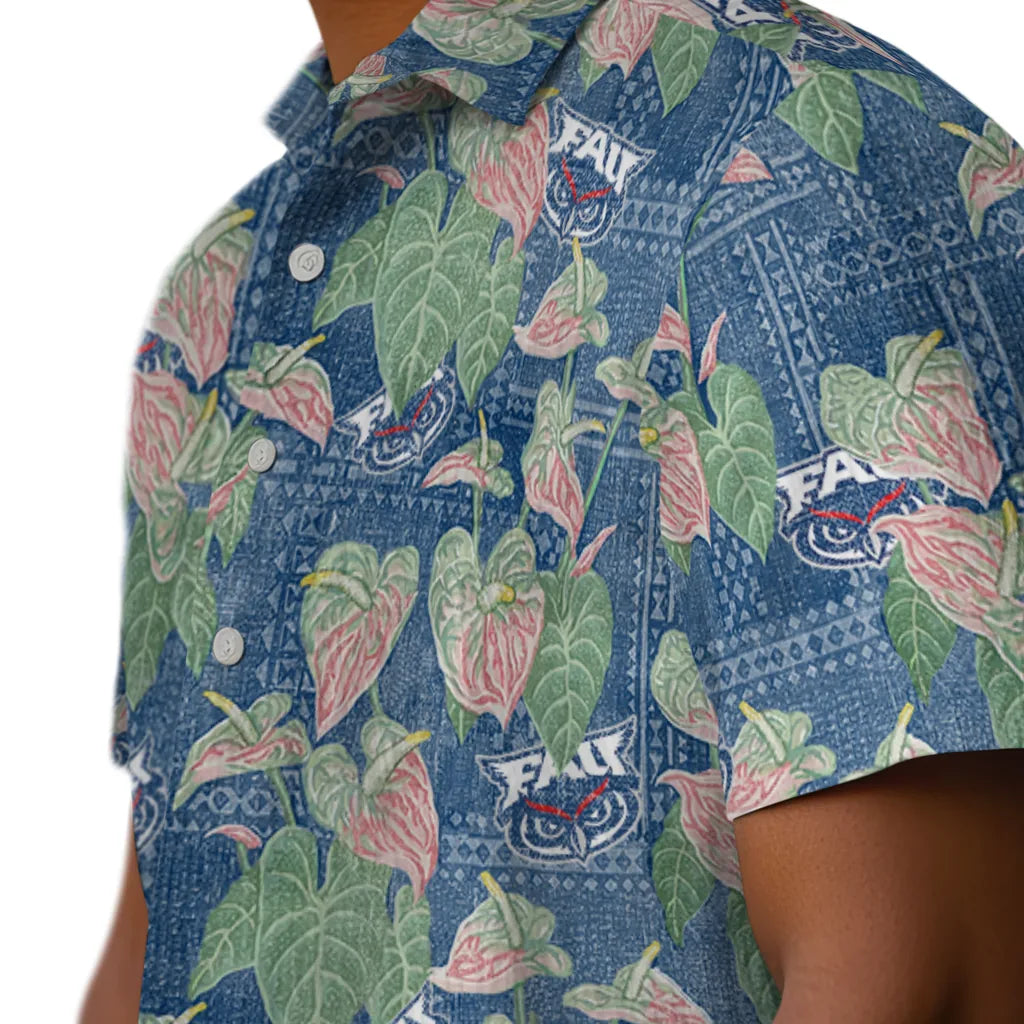 Florida Atlantic Owls Hawaiian Shirt - Anthurium Overlay | Hula Hawaiian Shirts