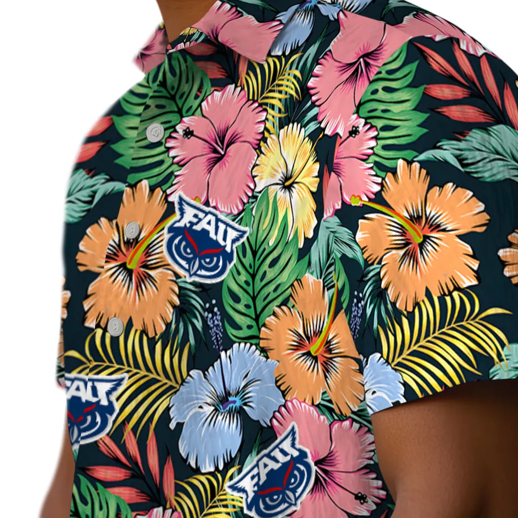 Florida Atlantic Owls Hawaiian Shirt - Brilliant Hibiscus Garden | Hula Hawaiian Shirts