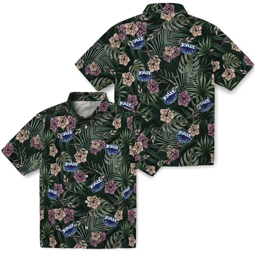 Florida Atlantic Owls Hawaiian Shirt - Hibiscus Leaves Pattern | Hula Hawaiian Shirts