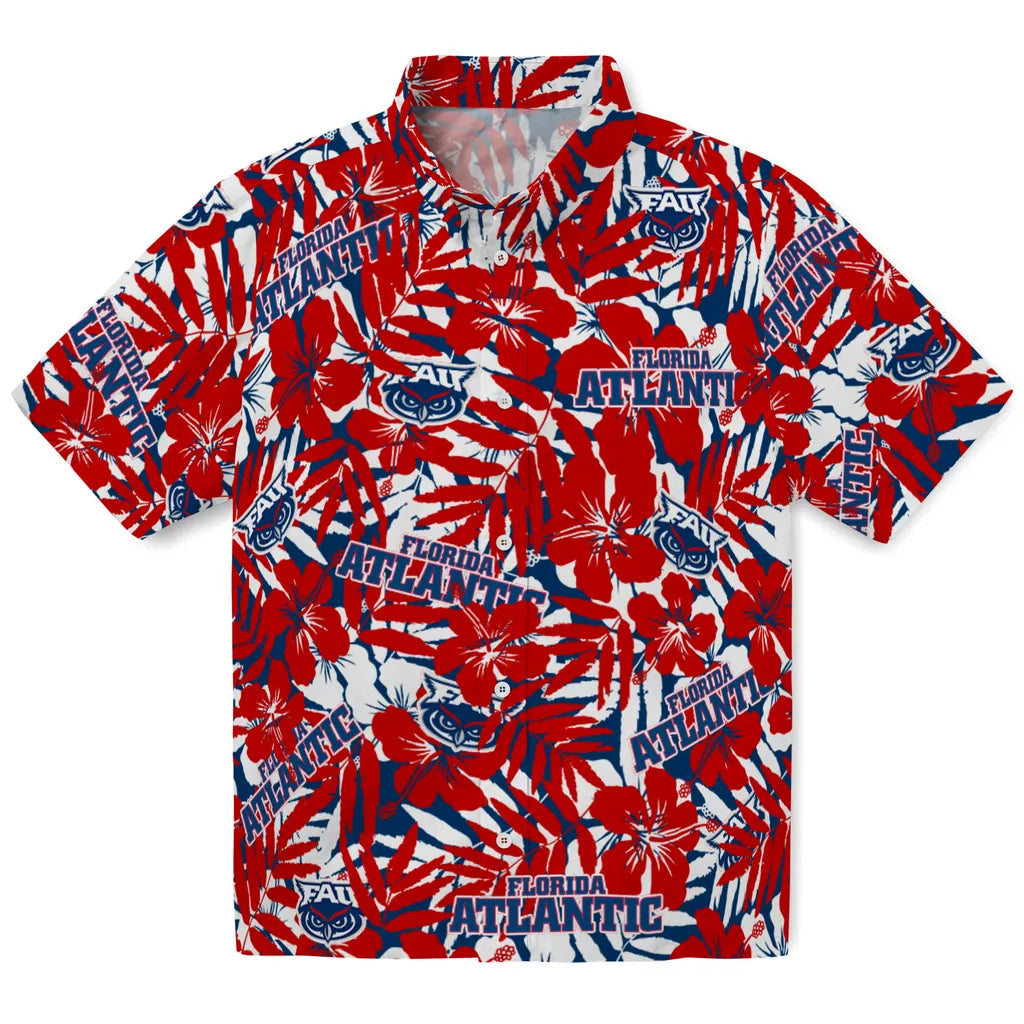 Florida Atlantic Owls Hawaiian Shirt - Hibiscus Overlay | Hula Hawaiian Shirts