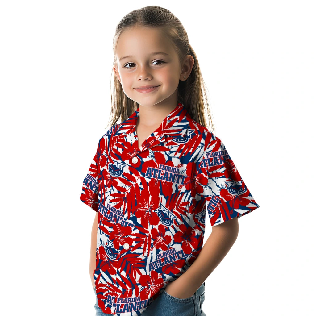 Florida Atlantic Owls Hawaiian Shirt - Hibiscus Overlay | Hula Hawaiian Shirts