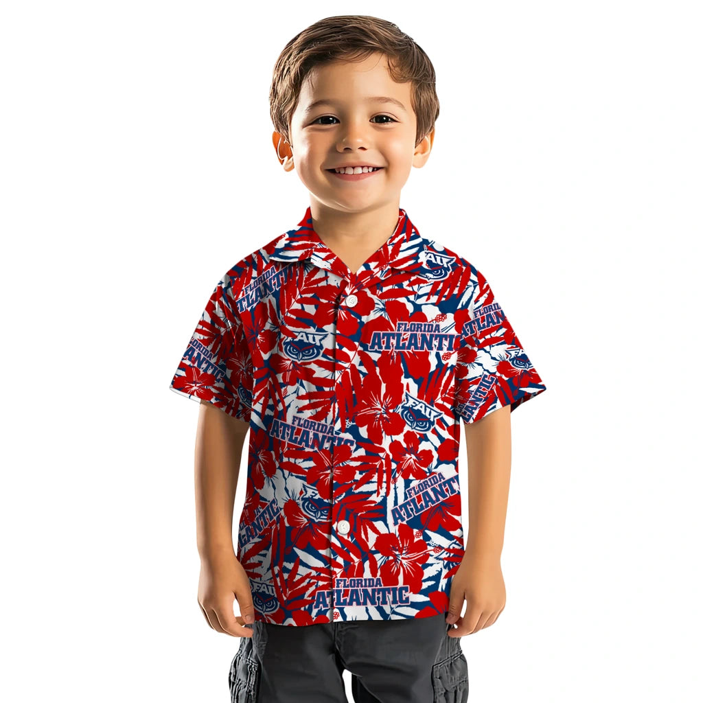 Florida Atlantic Owls Hawaiian Shirt - Hibiscus Overlay | Hula Hawaiian Shirts