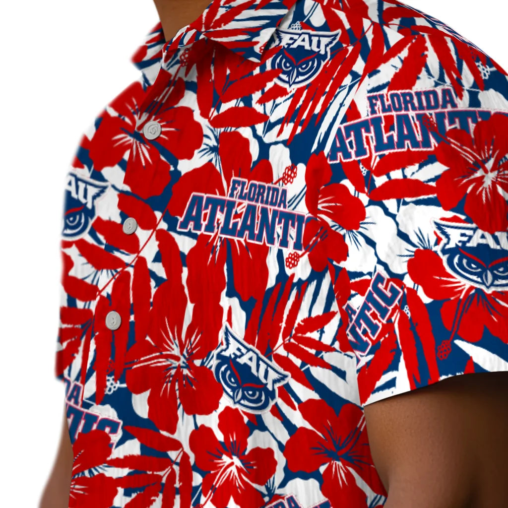 Florida Atlantic Owls Hawaiian Shirt - Hibiscus Overlay | Hula Hawaiian Shirts