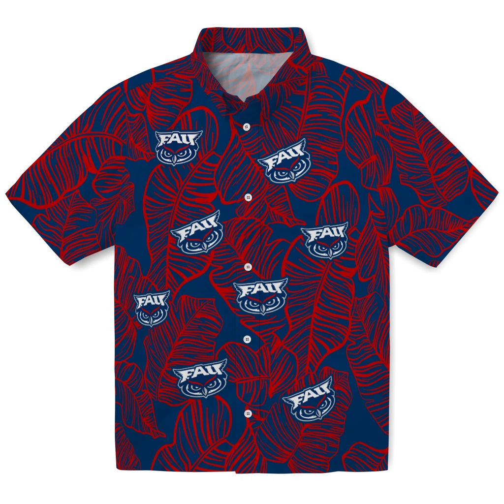 Florida Atlantic Owls Hawaiian Shirt - Leaf Outline | Hula Hawaiian Shirts