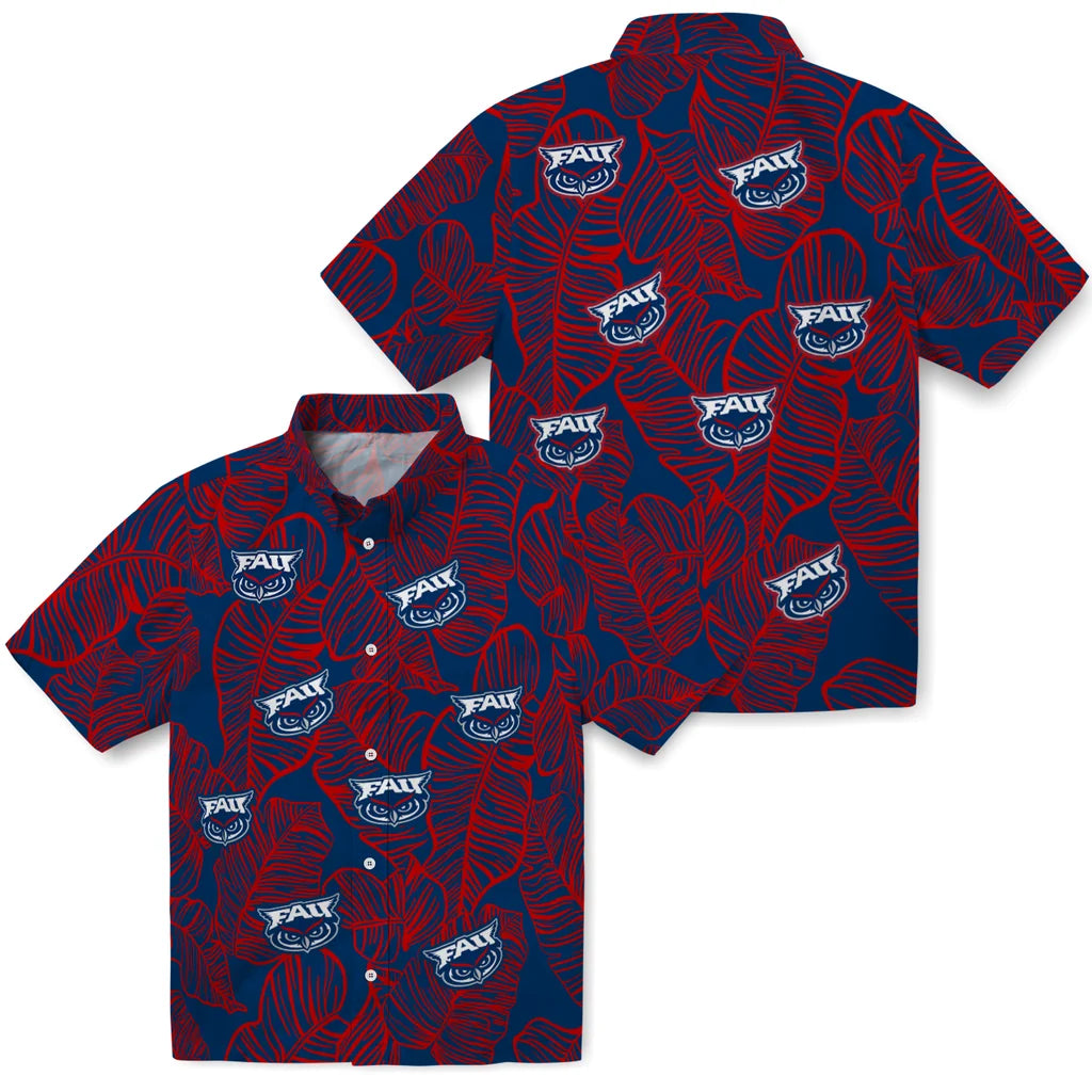 Florida Atlantic Owls Hawaiian Shirt - Leaf Outline | Hula Hawaiian Shirts