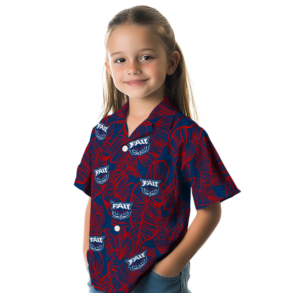 Florida Atlantic Owls Hawaiian Shirt - Leaf Outline | Hula Hawaiian Shirts