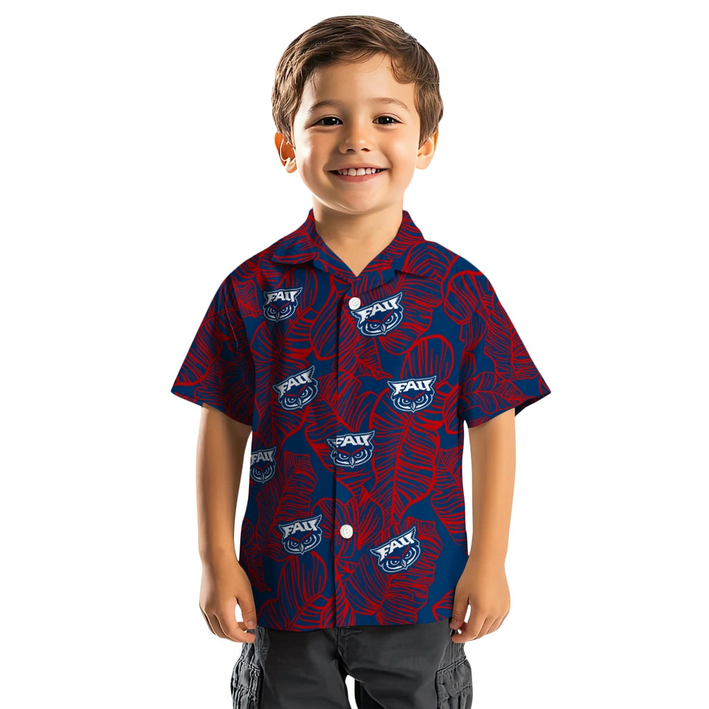 Florida Atlantic Owls Hawaiian Shirt - Leaf Outline | Hula Hawaiian Shirts