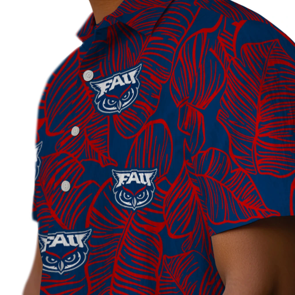 Florida Atlantic Owls Hawaiian Shirt - Leaf Outline | Hula Hawaiian Shirts