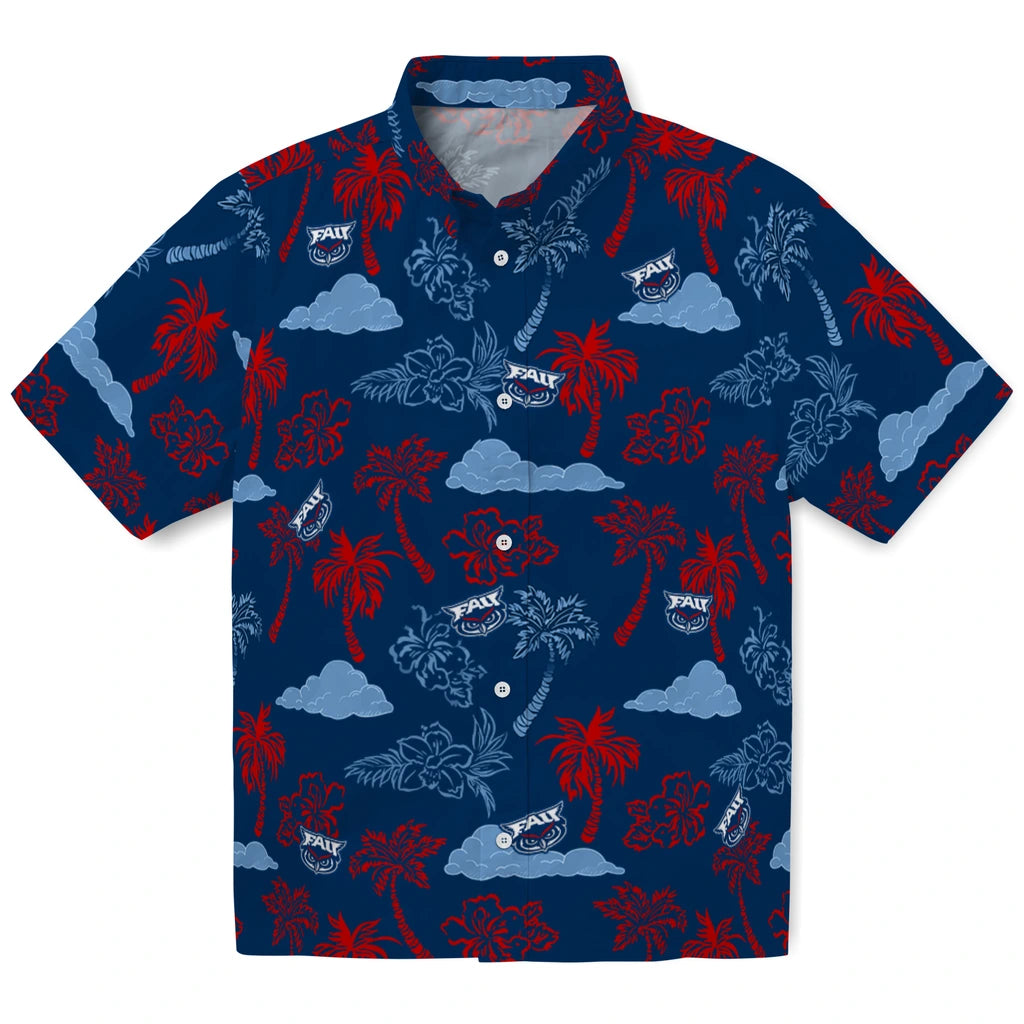 Florida Atlantic Owls Hawaiian Shirt - Palm And Clouds | Hula Hawaiian Shirts