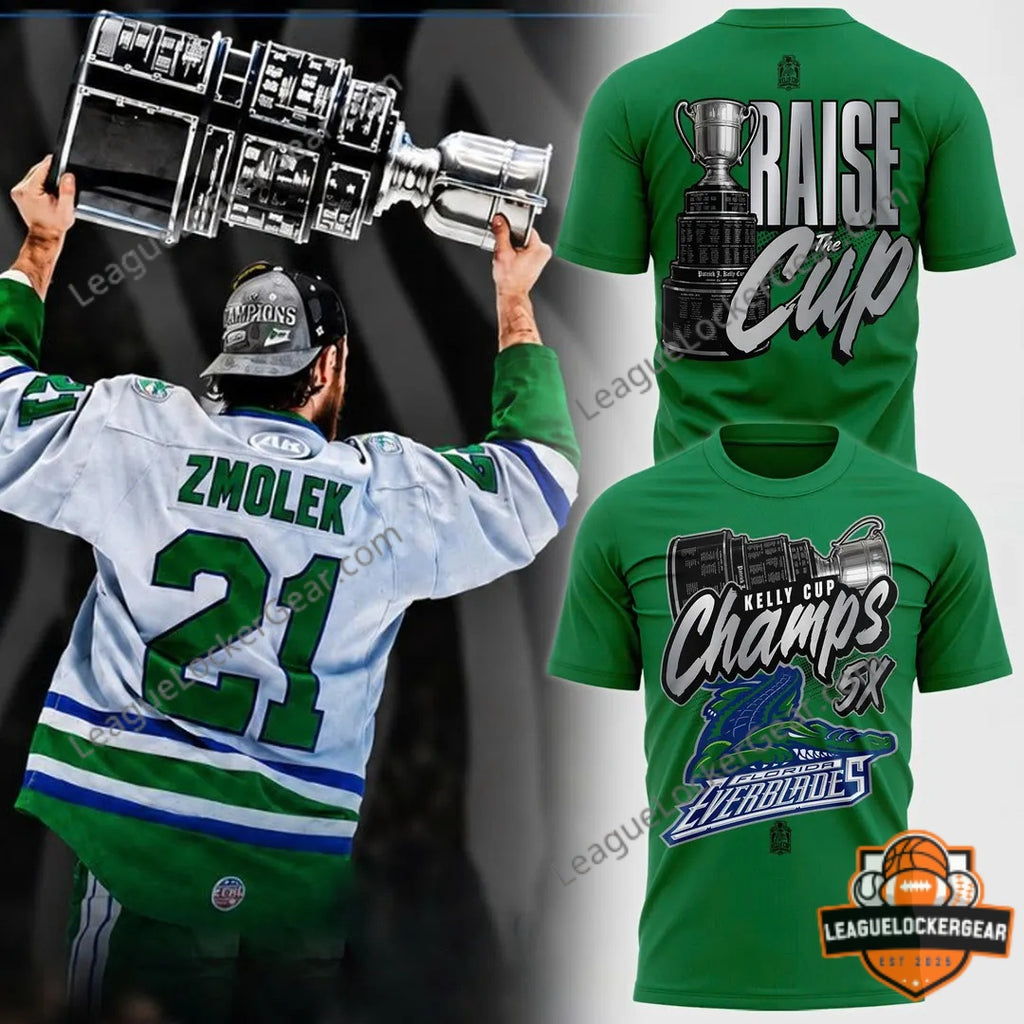 Florida Everblades Kelly Cup Champs 5X T-Shirt - LeagueLockerGear