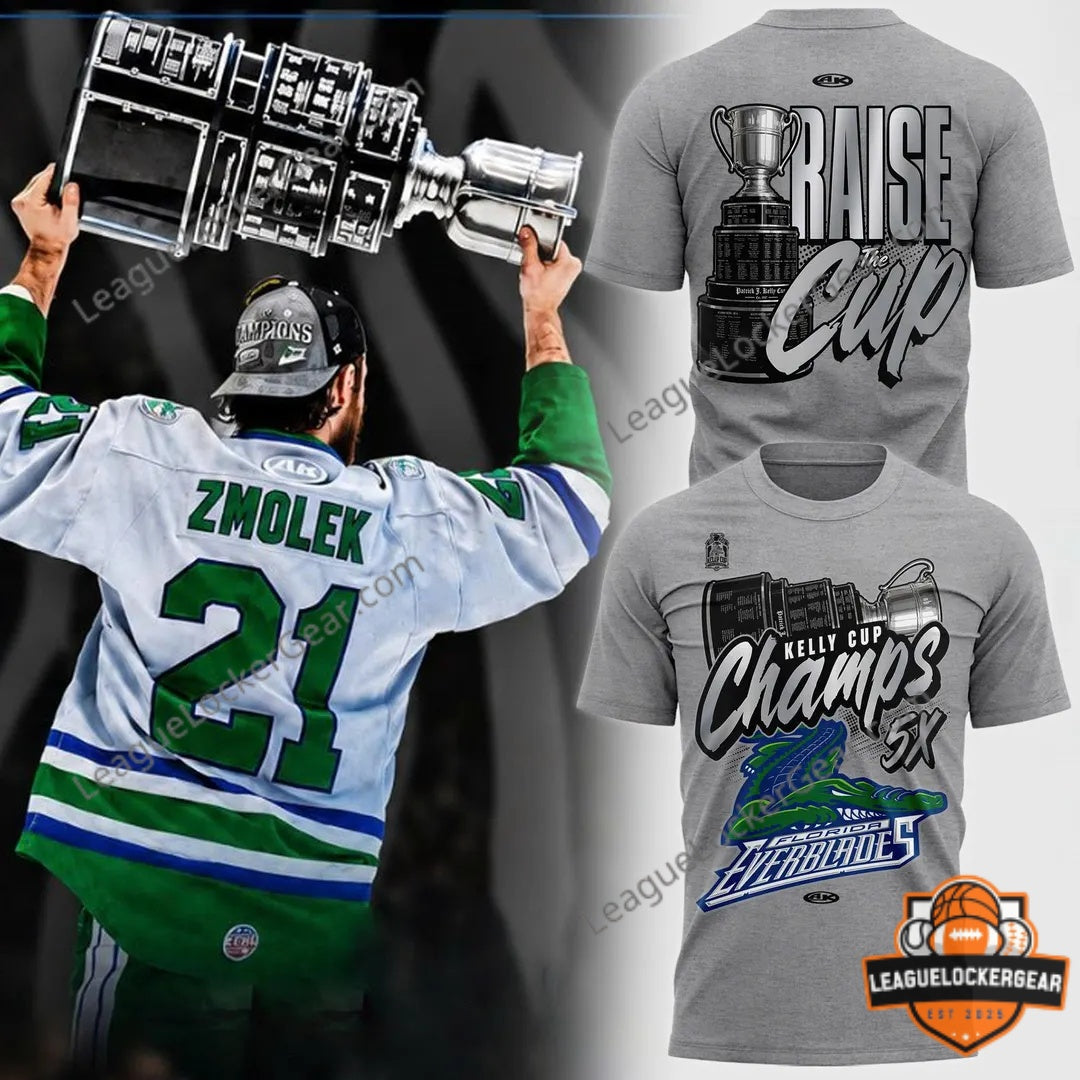 Florida Everblades Kelly Cup Champs 5X T-Shirt - LeagueLockerGear