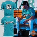 Miami Marlins Teal Throwback Uniform T-Shirt - LeagueLockerGear