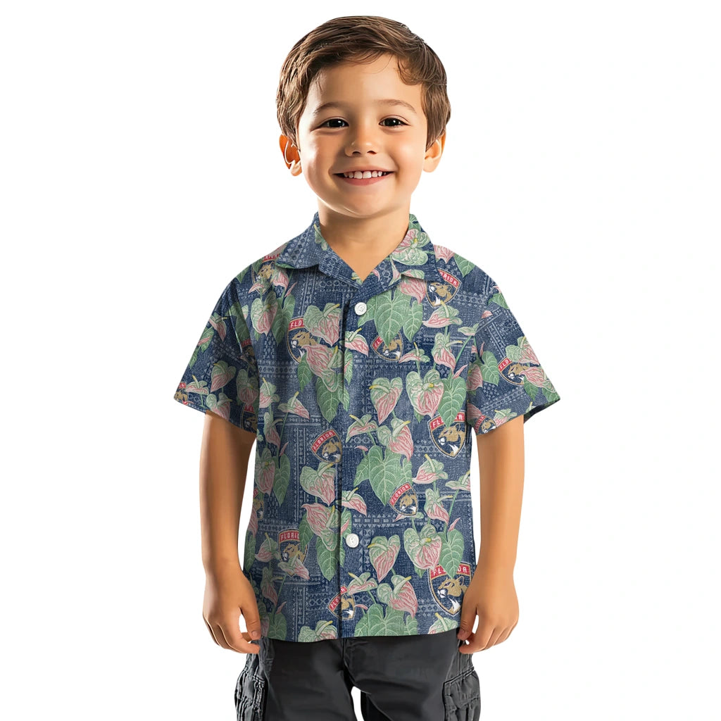 Florida Panthers Hawaiian Shirt - Anthurium Overlay | Hula Hawaiian Shirts