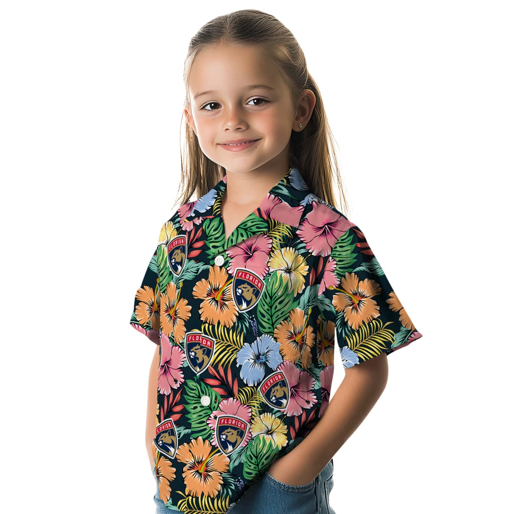 Florida Panthers Hawaiian Shirt - Brilliant Hibiscus Garden | Hula Hawaiian Shirts