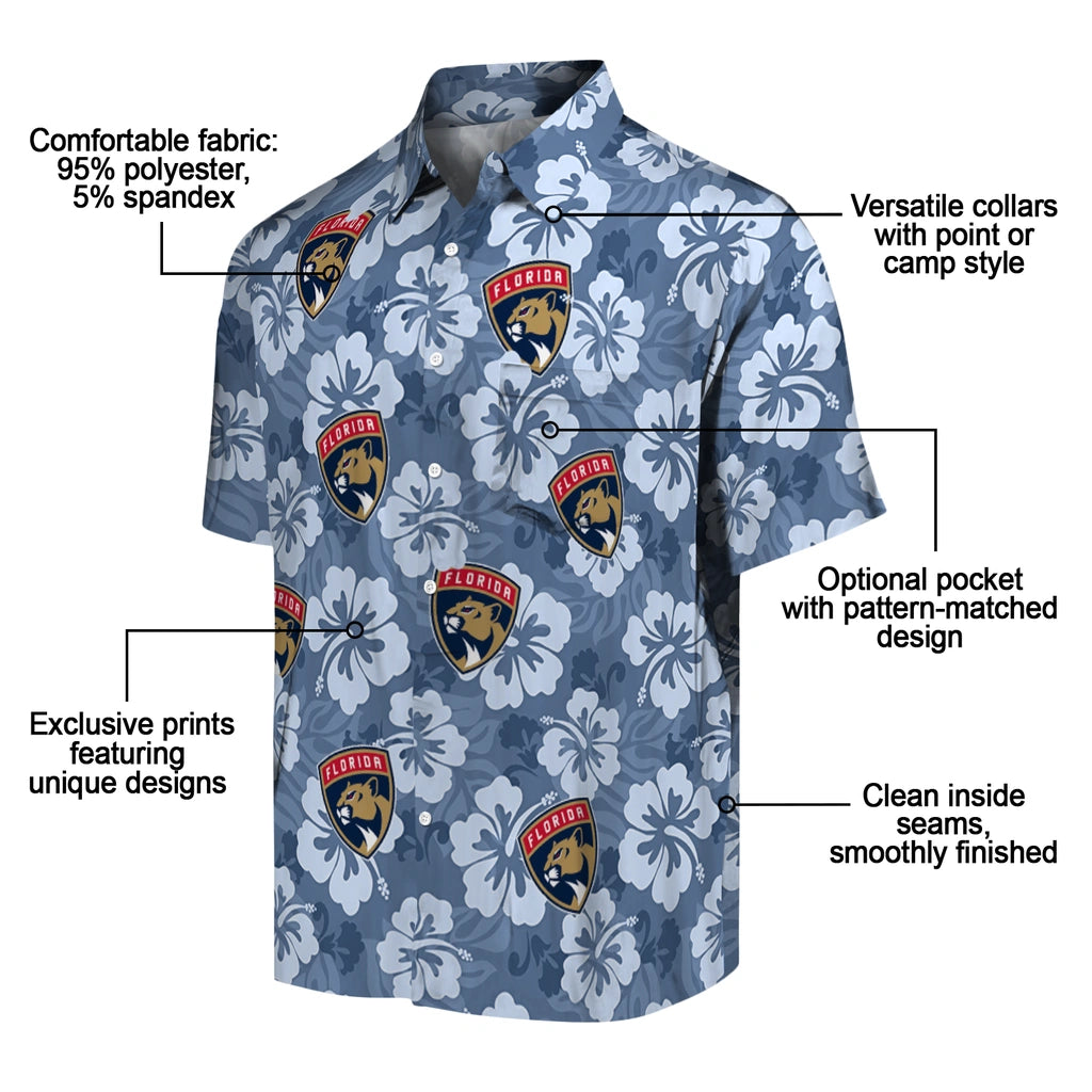 Florida Panthers Hawaiian Shirt - Hibiscus Cluster | Hula Hawaiian Shirts