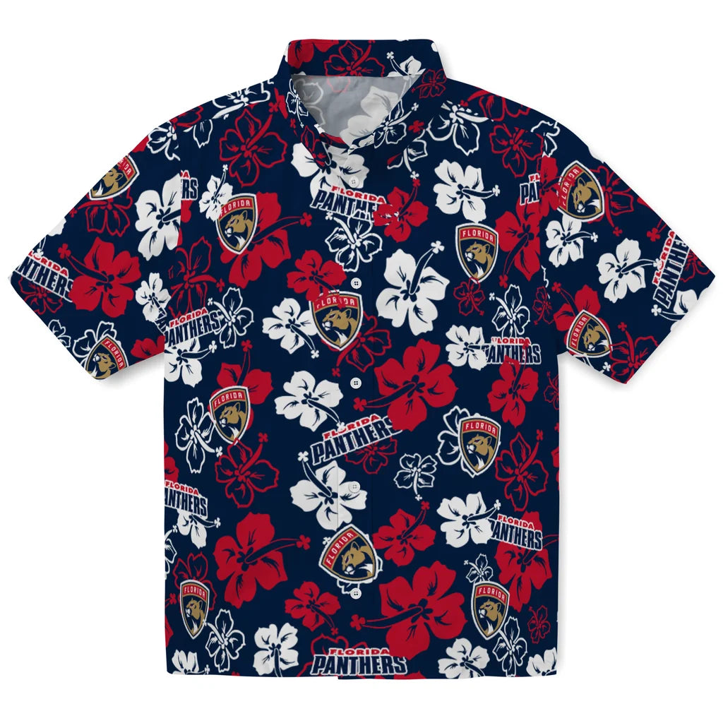Florida Panthers Hawaiian Shirt - Hibiscus Flower Design | Hula Hawaiian Shirts