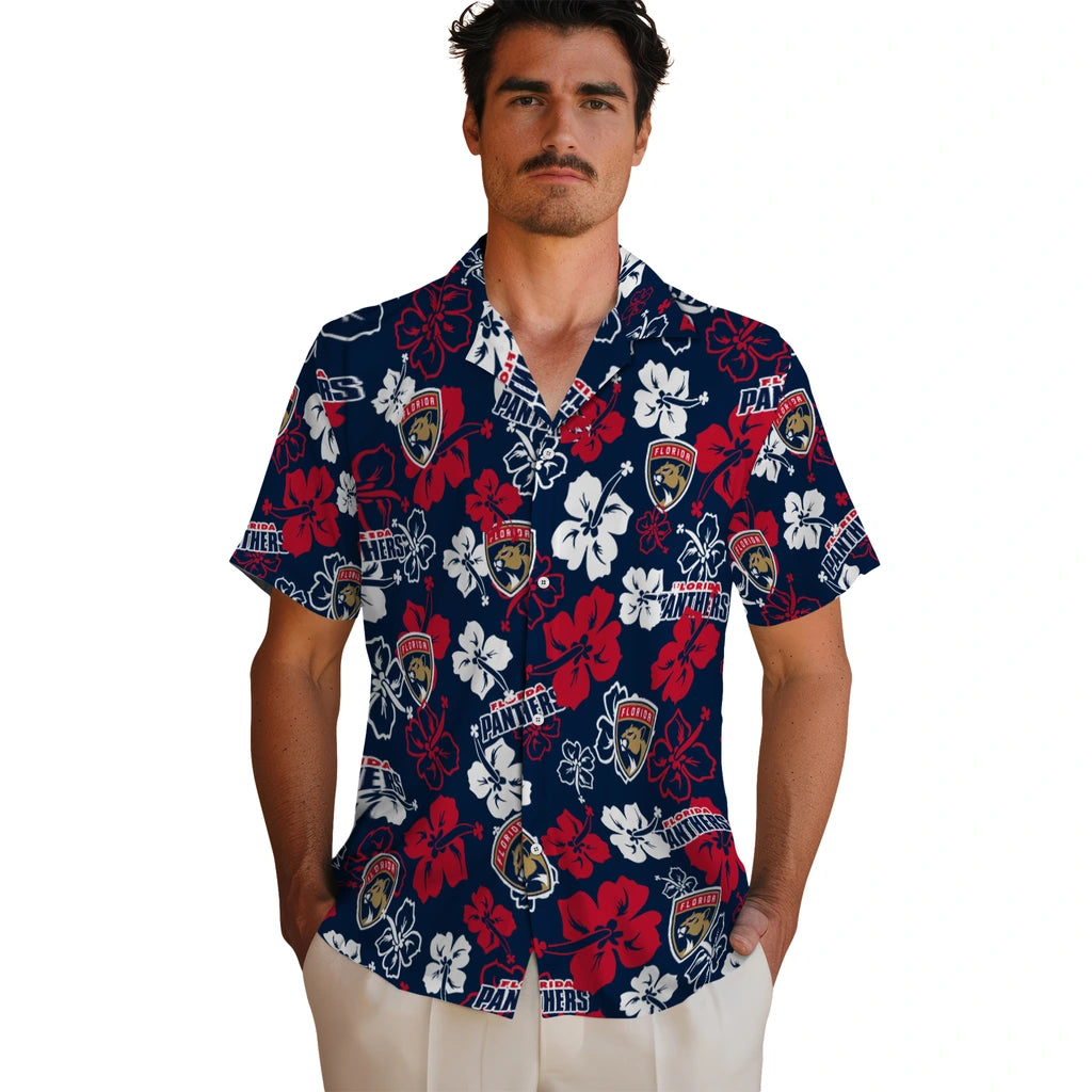 Florida Panthers Hawaiian Shirt - Hibiscus Flower Design | Hula Hawaiian Shirts