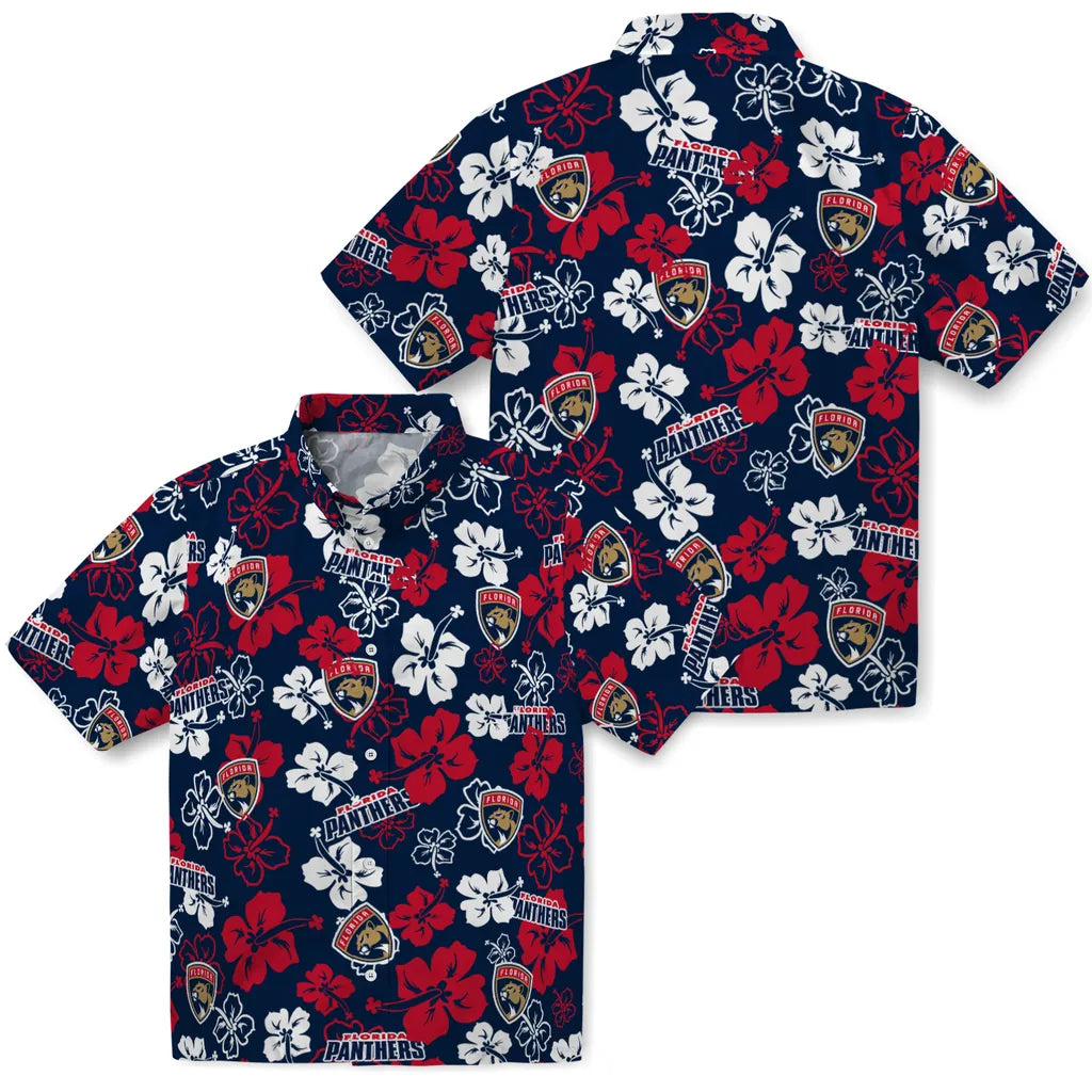 Florida Panthers Hawaiian Shirt - Hibiscus Flower Design | Hula Hawaiian Shirts
