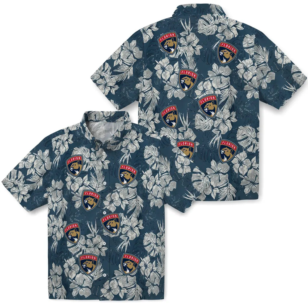 Florida Panthers Hawaiian Shirt - Hibiscus Flowers | Hula Hawaiian Shirts