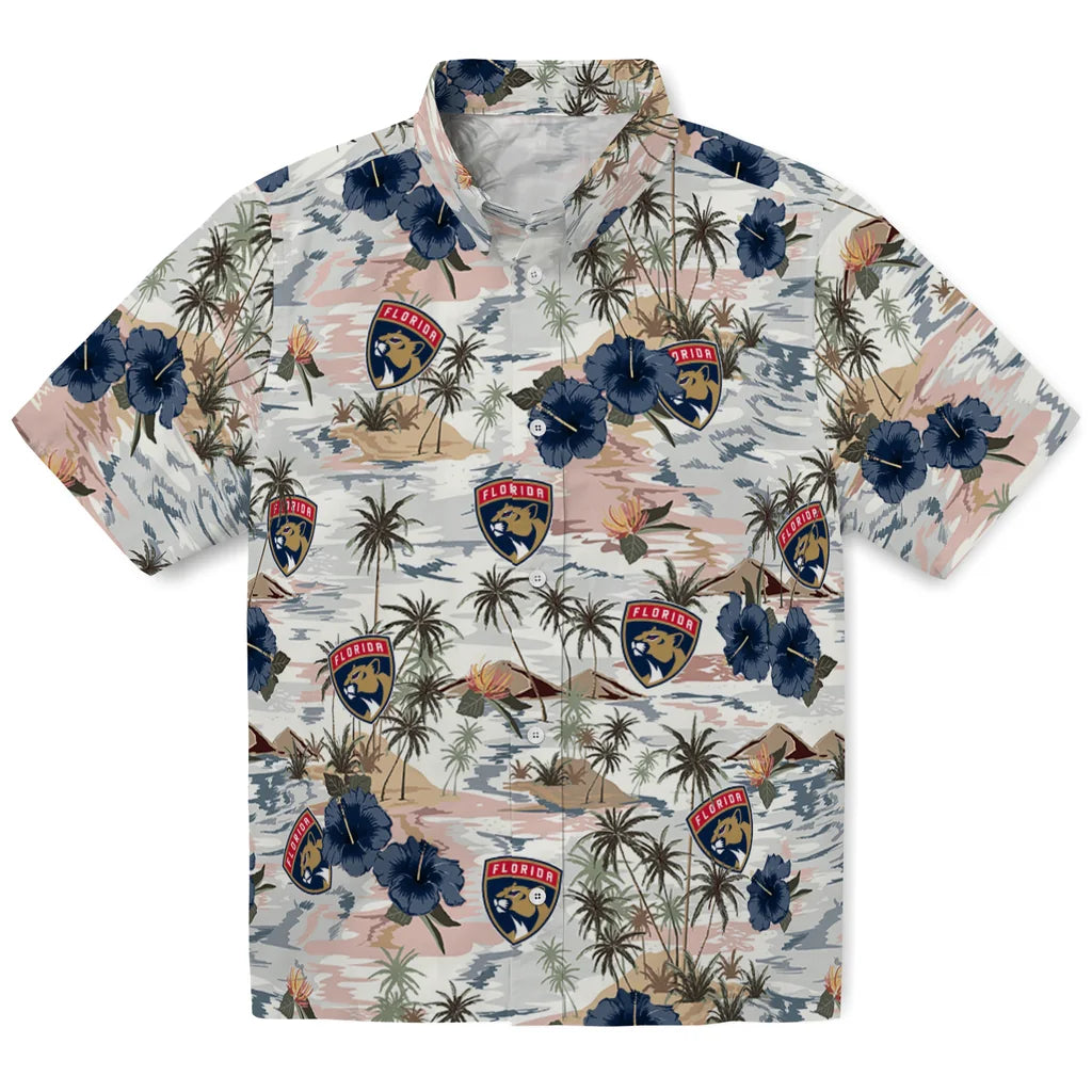 Florida Panthers Hawaiian Shirt - Hibiscus Seaside | Hula Hawaiian Shirts