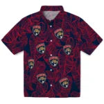 Florida Panthers Hawaiian Shirt - Leaf Outline | Hula Hawaiian Shirts