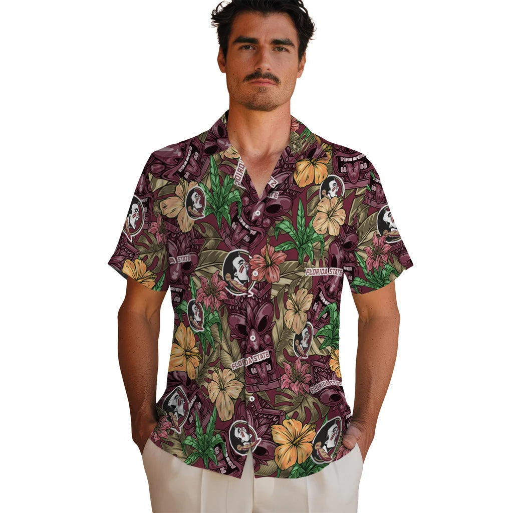 Florida State Seminoles Hawaiian Shirt - Hibiscus Tiki Jungle | Hula Hawaiian Shirts