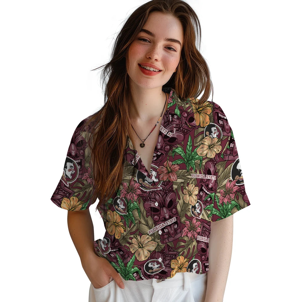 Florida State Seminoles Hawaiian Shirt - Hibiscus Tiki Jungle | Hula Hawaiian Shirts