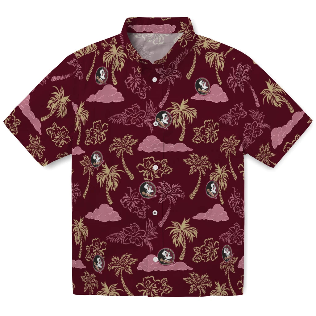 Florida State Seminoles Hawaiian Shirt - Palm And Clouds | Hula Hawaiian Shirts