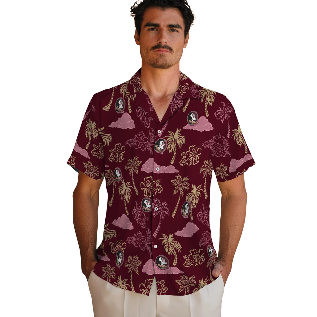 Florida State Seminoles Hawaiian Shirt - Palm And Clouds | Hula Hawaiian Shirts