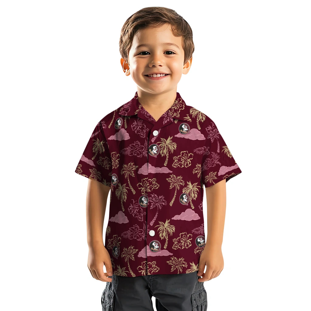 Florida State Seminoles Hawaiian Shirt - Palm And Clouds | Hula Hawaiian Shirts