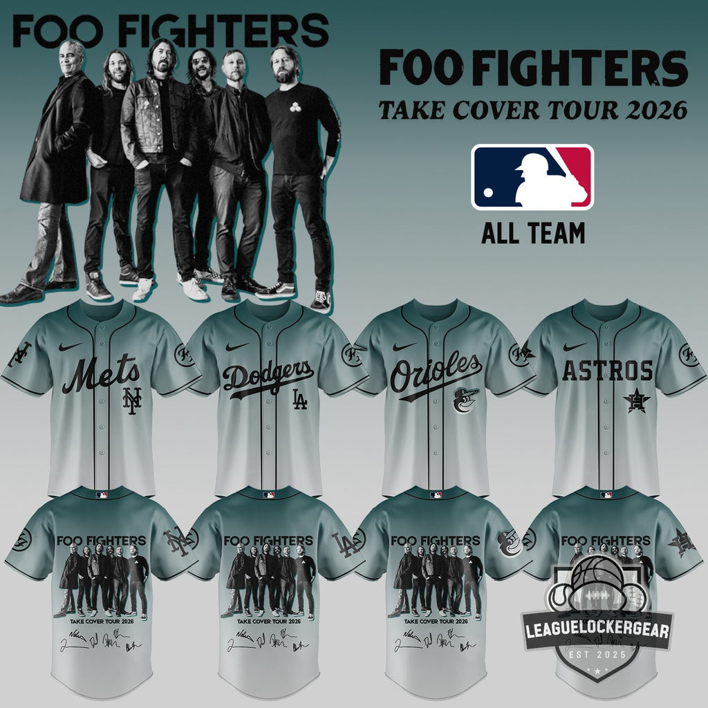 All Team MLB Foo Fighters Take Cover Tour 2026 Baseball Jersey - LeagueLockerGear