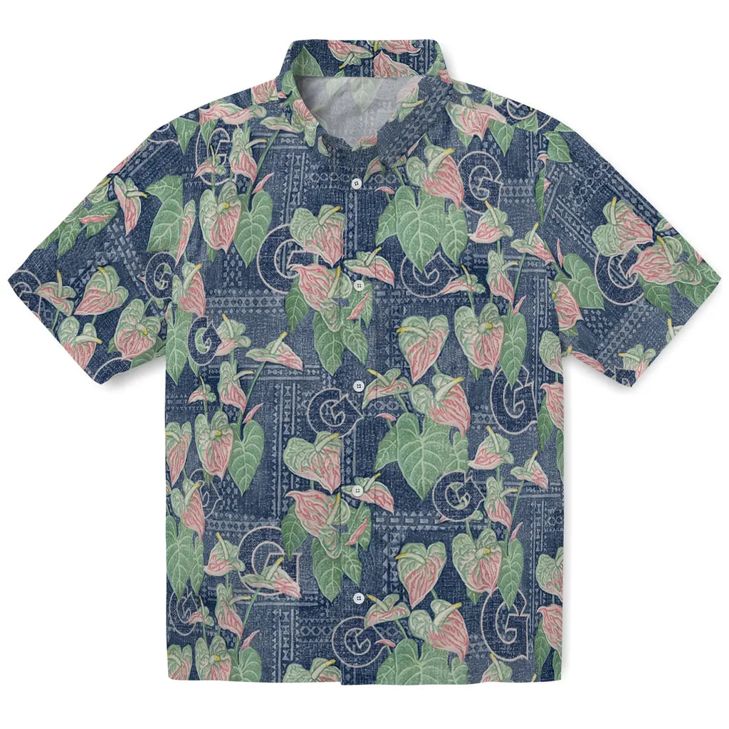 Georgetown Hoyas Hawaiian Shirt - Anthurium Overlay | Hula Hawaiian Shirts