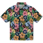 Georgetown Hoyas Hawaiian Shirt - Brilliant Hibiscus Garden | Hula Hawaiian Shirts
