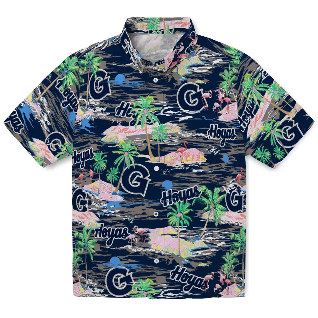 Georgetown Hoyas Hawaiian Shirt - Hawaii Island | Hula Hawaiian Shirts