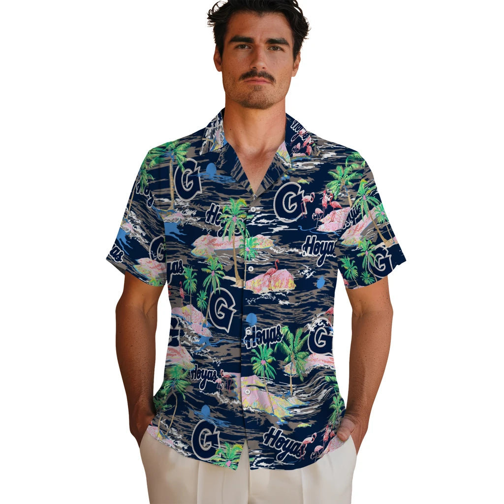 Georgetown Hoyas Hawaiian Shirt - Hawaii Island | Hula Hawaiian Shirts