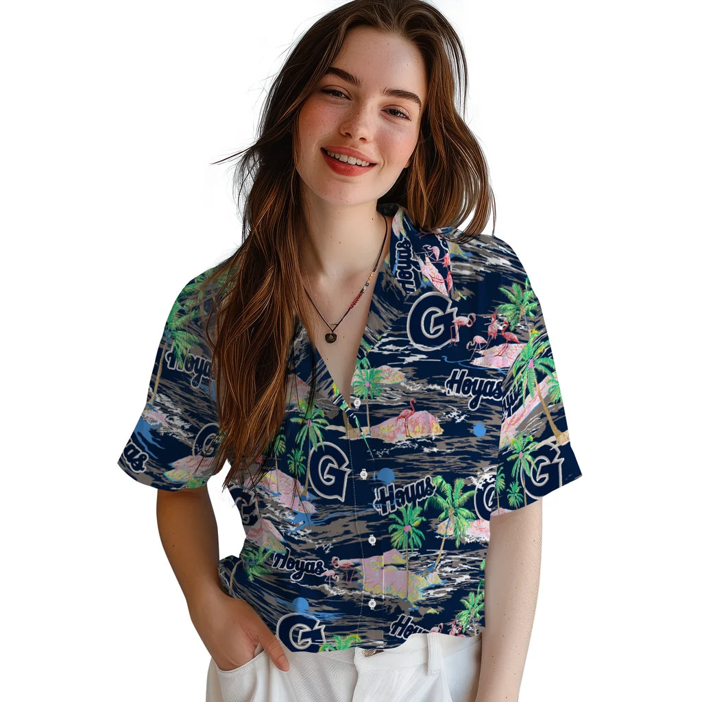 Georgetown Hoyas Hawaiian Shirt - Hawaii Island | Hula Hawaiian Shirts