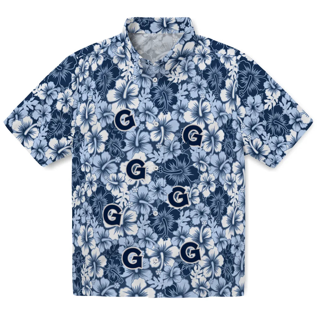 Georgetown Hoyas Hawaiian Shirt - Hibiscus Blooms | Hula Hawaiian Shirts