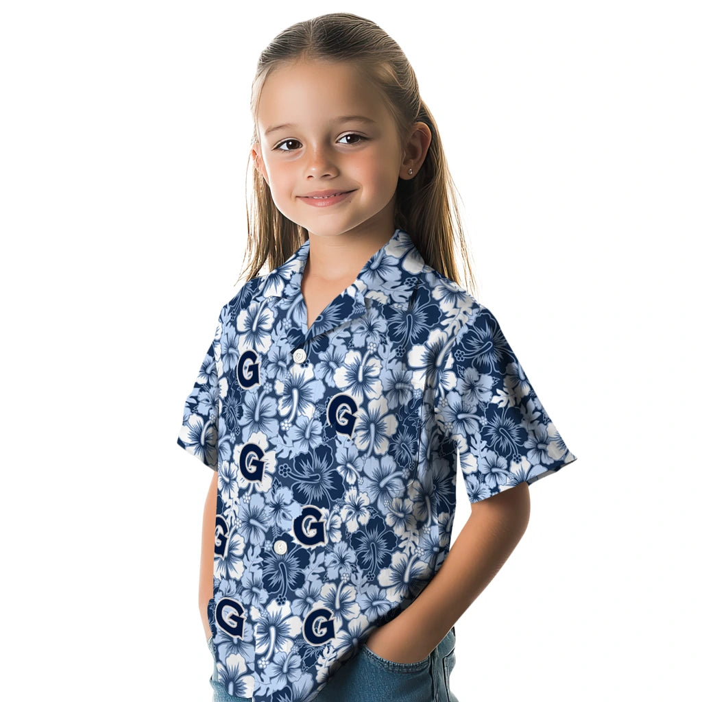 Georgetown Hoyas Hawaiian Shirt - Hibiscus Blooms | Hula Hawaiian Shirts