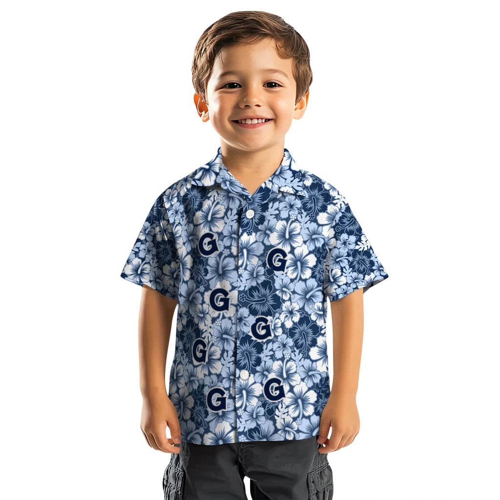 Georgetown Hoyas Hawaiian Shirt - Hibiscus Blooms | Hula Hawaiian Shirts