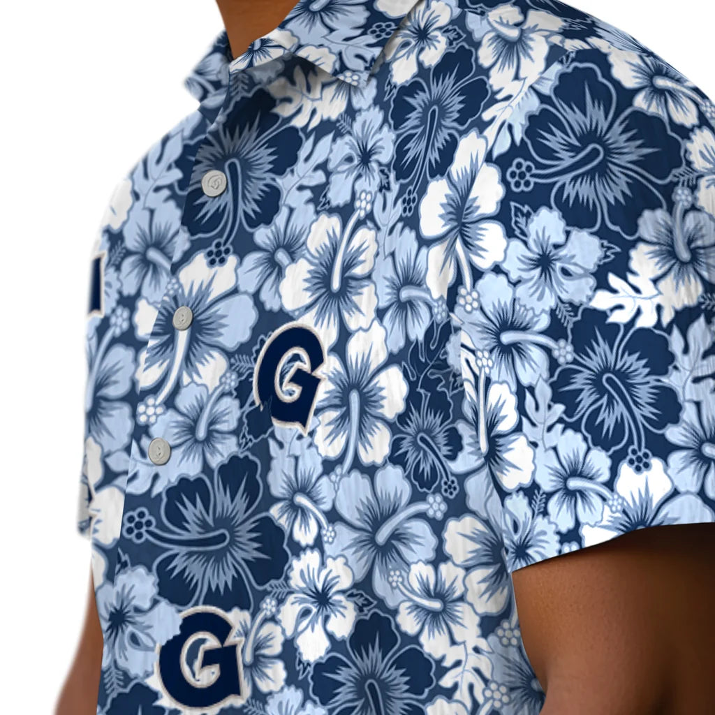 Georgetown Hoyas Hawaiian Shirt - Hibiscus Blooms | Hula Hawaiian Shirts