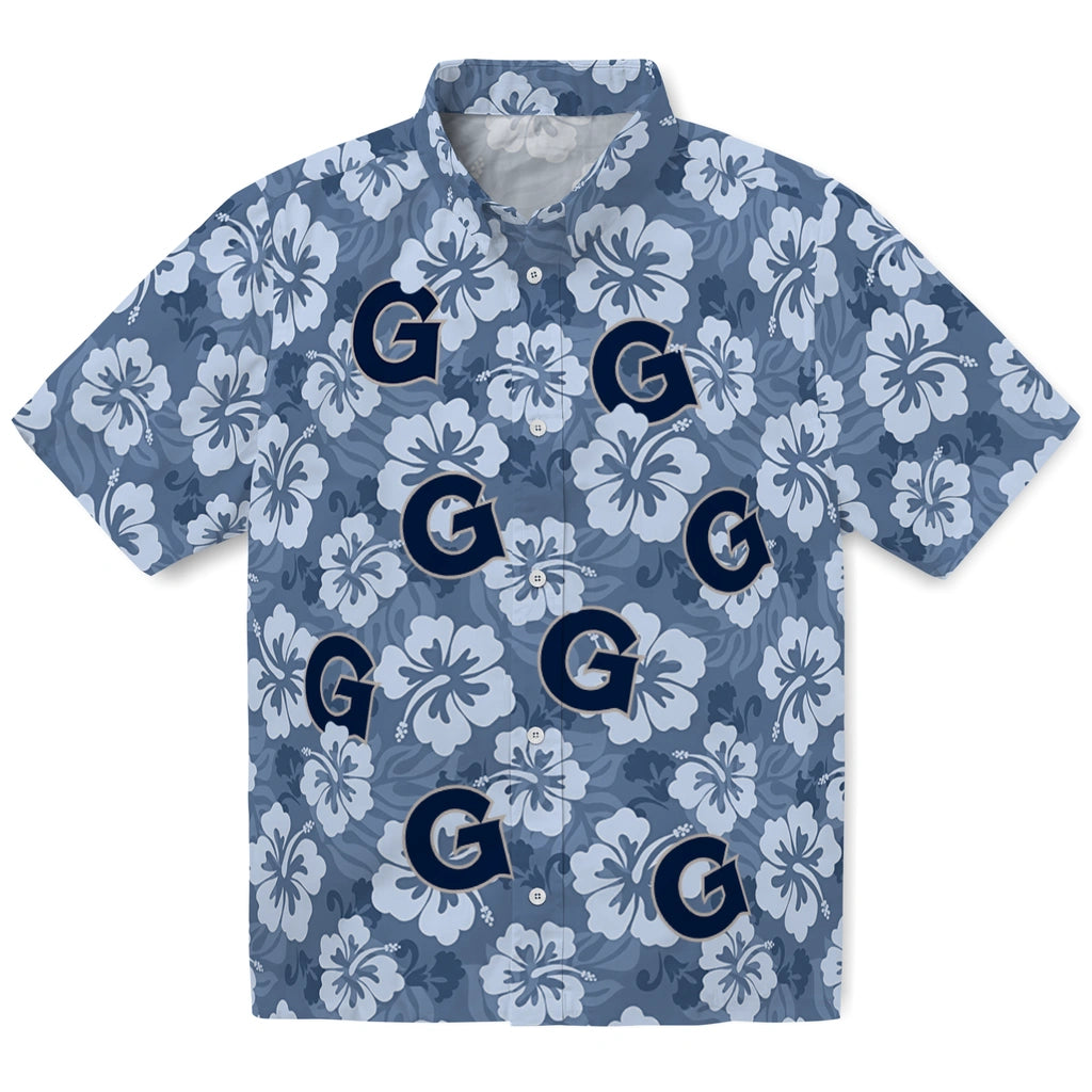 Georgetown Hoyas Hawaiian Shirt - Hibiscus Cluster | Hula Hawaiian Shirts