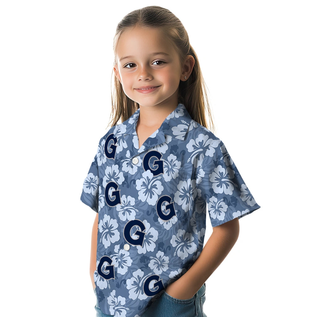 Georgetown Hoyas Hawaiian Shirt - Hibiscus Cluster | Hula Hawaiian Shirts