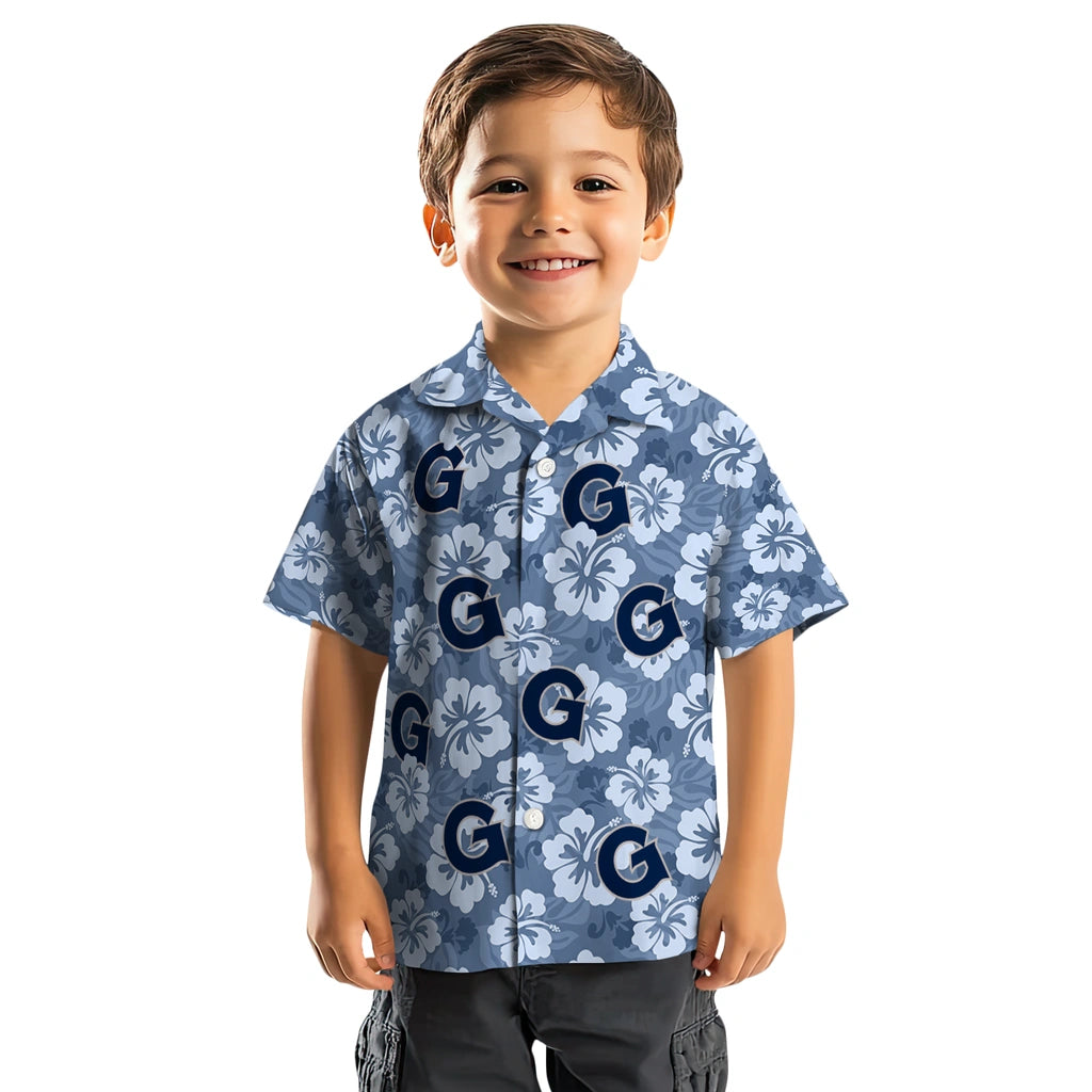 Georgetown Hoyas Hawaiian Shirt - Hibiscus Cluster | Hula Hawaiian Shirts