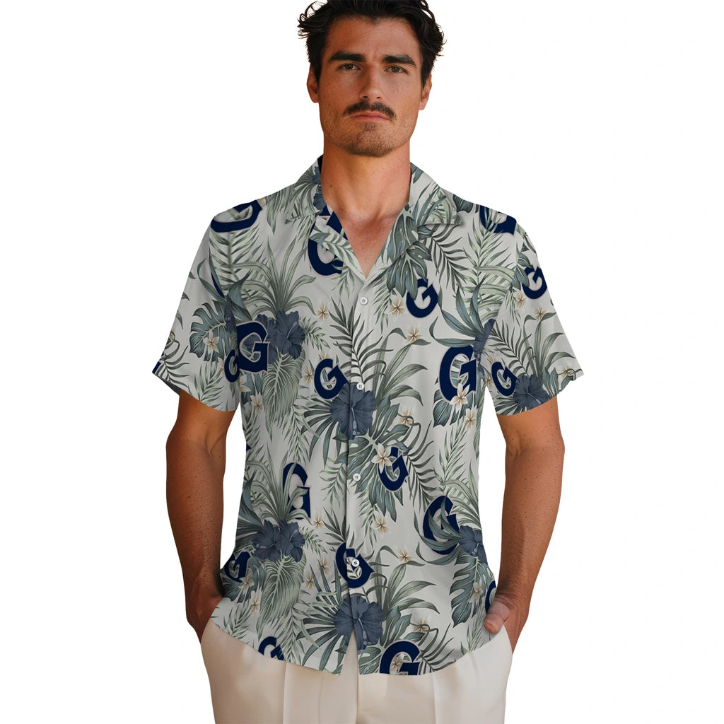 Georgetown Hoyas Hawaiian Shirt - Hibiscus Designs | Hula Hawaiian Shirts