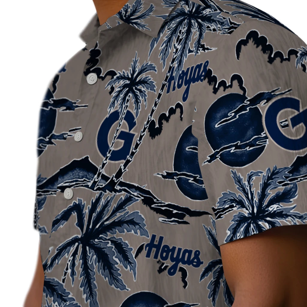 Georgetown Hoyas Hawaiian Shirt - Palm Sunset | Hula Hawaiian Shirts